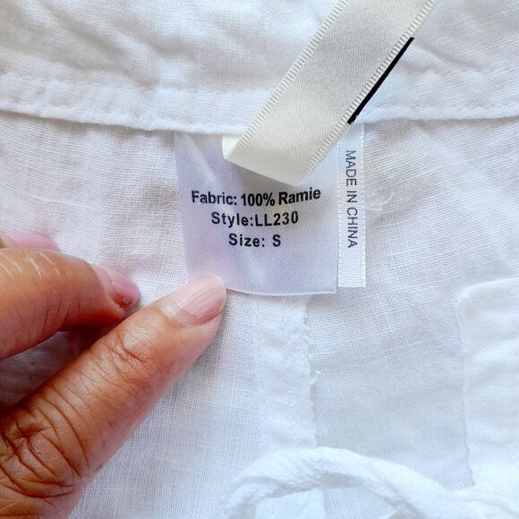 Elan Linen Ramie Wide Leg Pants Boho Resort Coastal Summer Contemporary sz:S - Picture 8 of 8